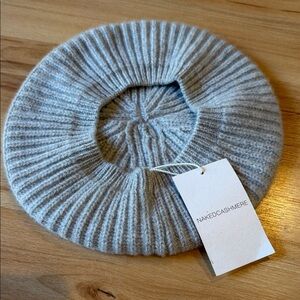 NakedCashmere Light Gray Ribbed Cashmere Beret – NWT